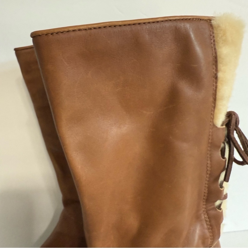 Ugg Cary Leather Mid Calf Pull On Heeled Boots Women’s Size 8.5 - Picture 4 of 10
